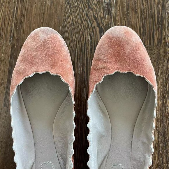 Authentic CHLOE Lauren Scallop Orange Suede Flats (Size 6) - Picture 4 of 5